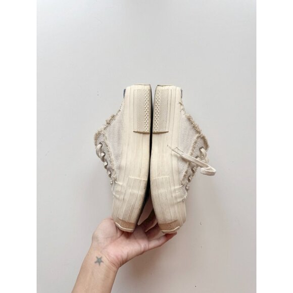 xVESSEL G.O.P. White Frayed Canvas "Peace By Piece" Slip On Sneakers, Size M5/W7 - Picture 11 of 16